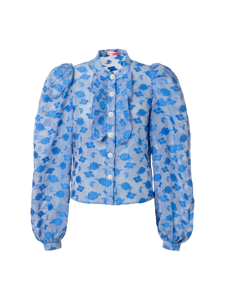 Blå Dolina Custommade Skjorte Med Blomstermønster