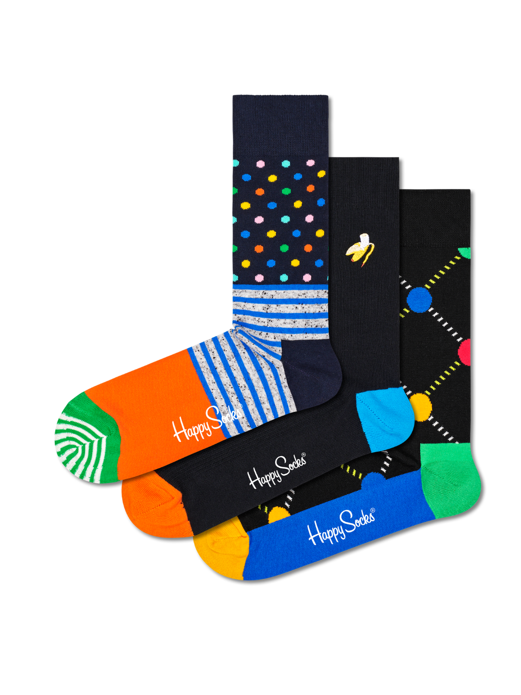 Happy Socks 3-Pack Klassisk Gaveæske Til Ham & Hende