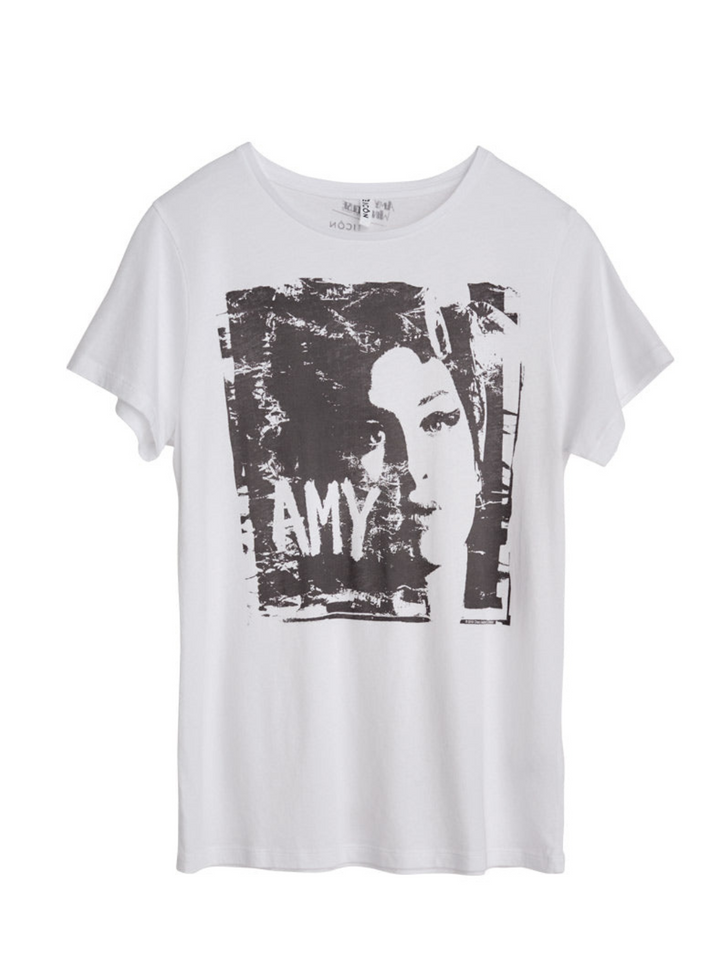 Hvid Icôn Amy Winehouse Dame T-Shirt