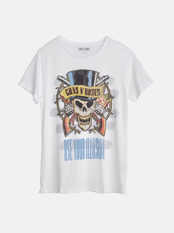 Hvid Icôn Guns N' Roses Skull Dame T-Shirt