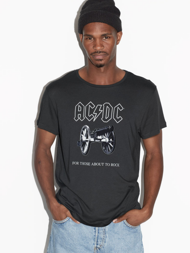 Koksgrå Herre Icôn AC/DC "For Those About to Rock" Slim T-Shirt