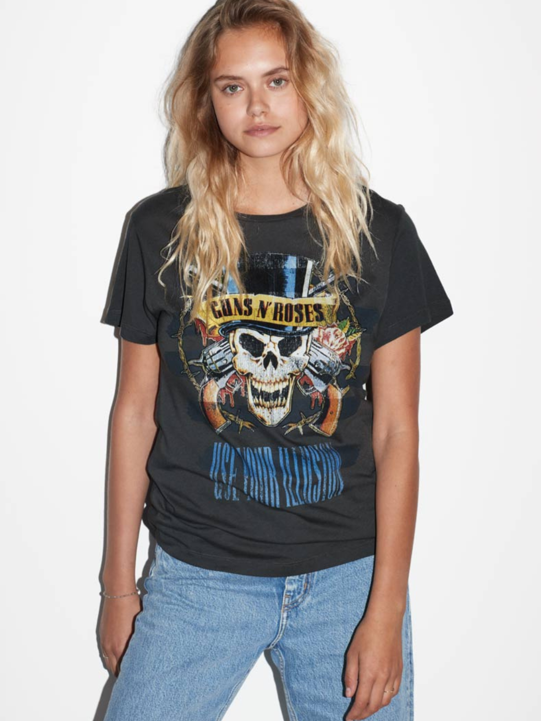 Koksgrå Icôn Dame Guns N' Roses Skull T-Shirt