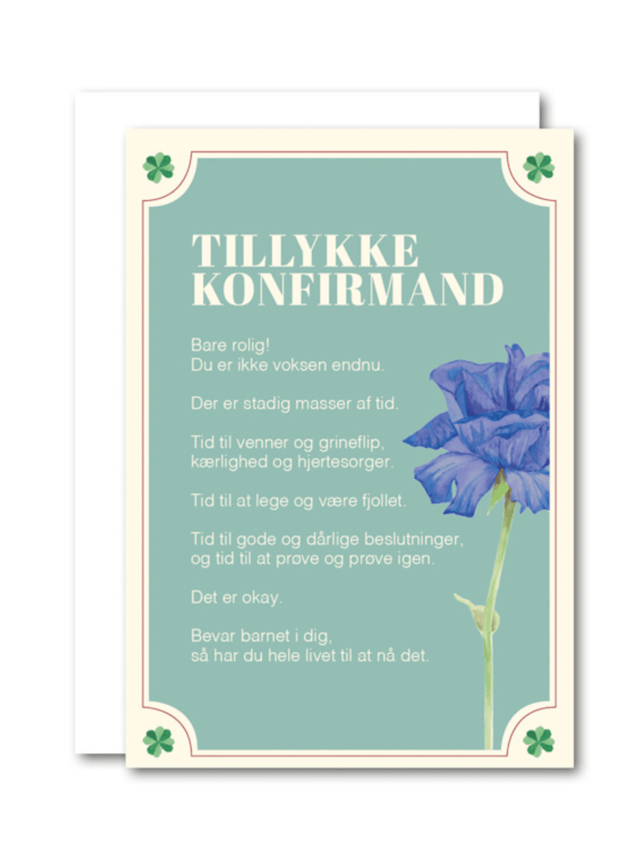 All By Voss - Kære Konfirmand - Blå Rose - A7 Kort All By Voss
