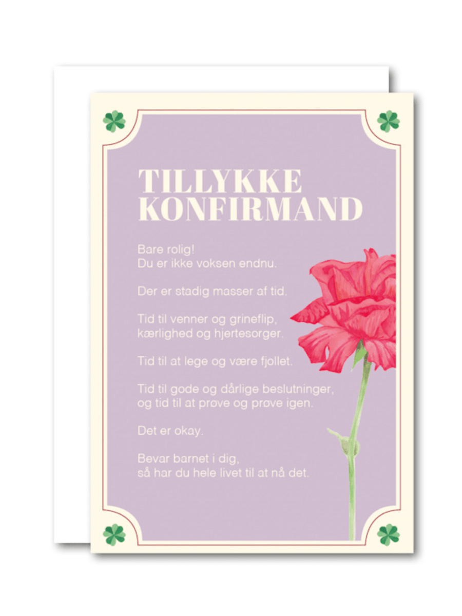All By Voss - Kære Konfirmand - Pink Rose - A7 Kort All By Voss