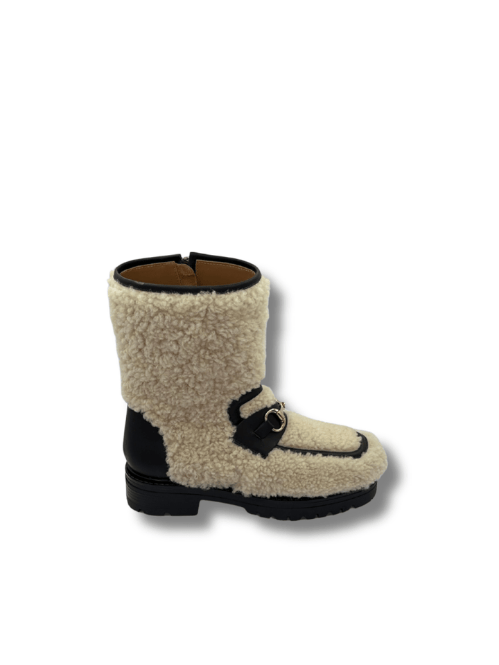 Apair Beige Greve Shearling Støvle 35 Apair