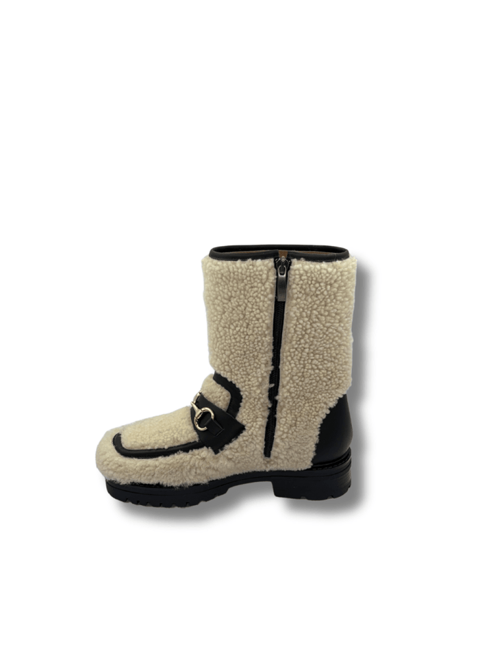 Apair Beige Greve Shearling Støvle 35 Apair