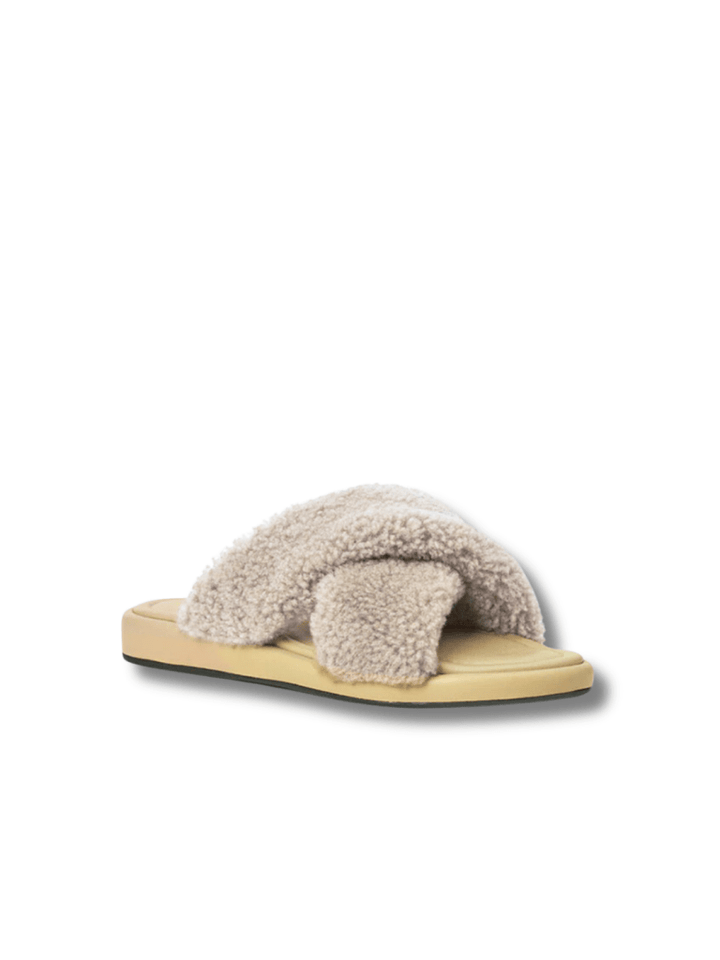 Apair Beige Shearling Sandal 35 Apair