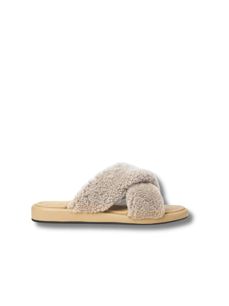 Apair Beige Shearling Sandal 35 Apair