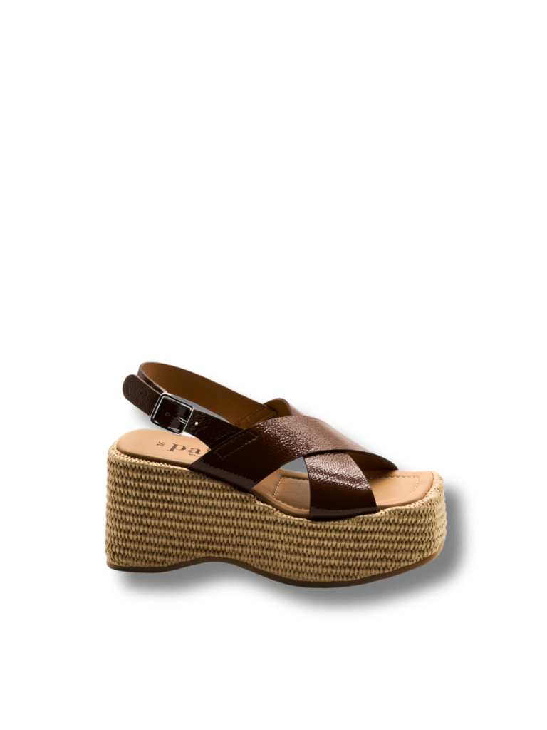 Apair Brun Sandal Med Høj Rattan Sål 35 Apair