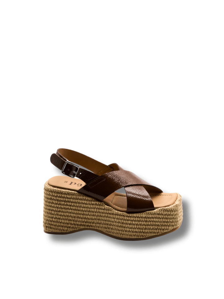 Apair Brun Sandal Med Høj Rattan Sål 35 Apair