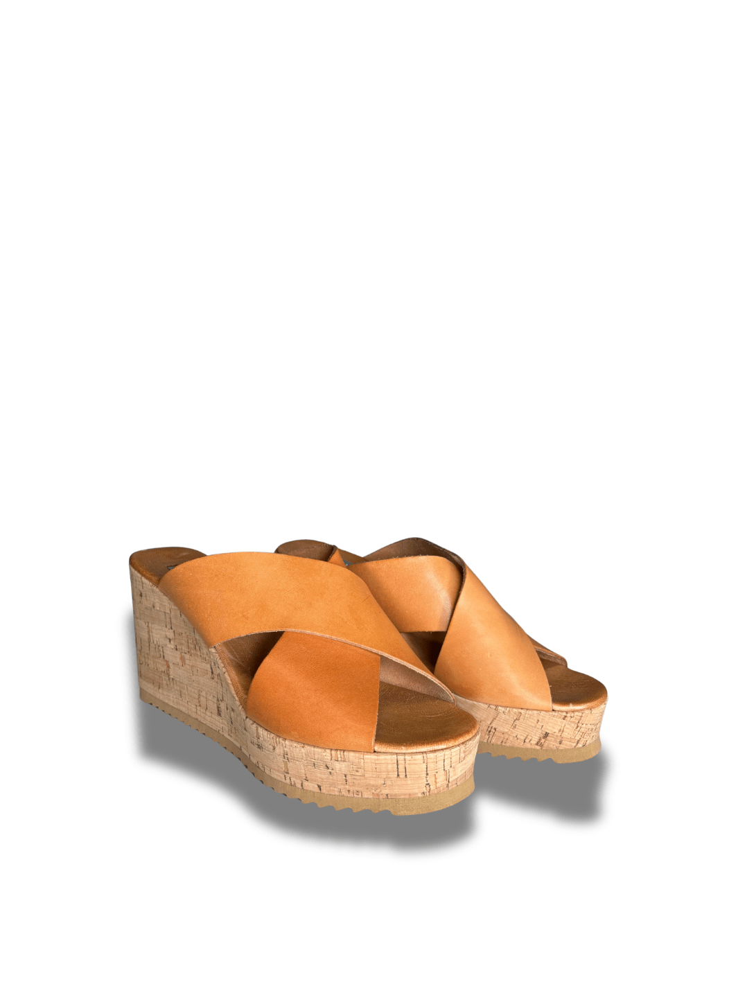 Apair Lysebrun Sandal Med Høj Kork Sål 40 Apair