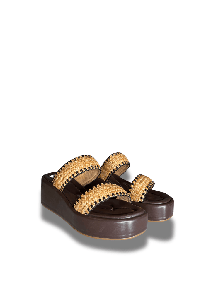 Apair Mørkebrun Sandal Med Høj Sål 36 Apair