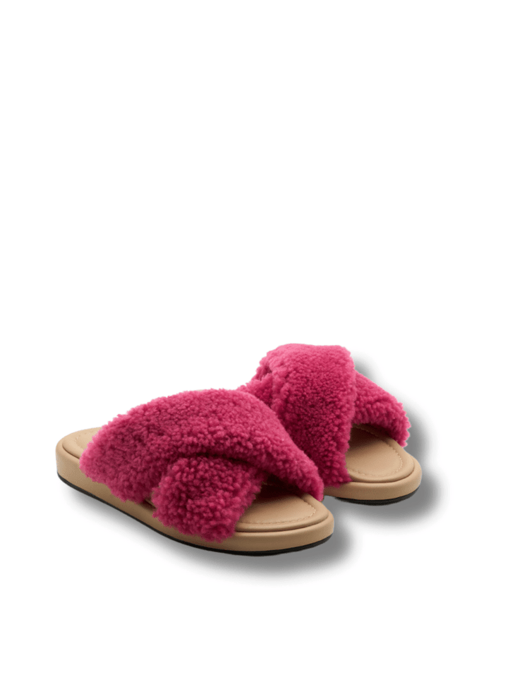 Apair Pink Shearling Sandal 35 Apair