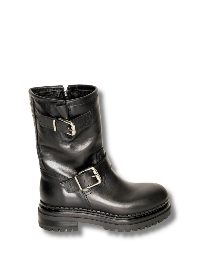 Apair Sort Støvle med Spænder 36 Apair