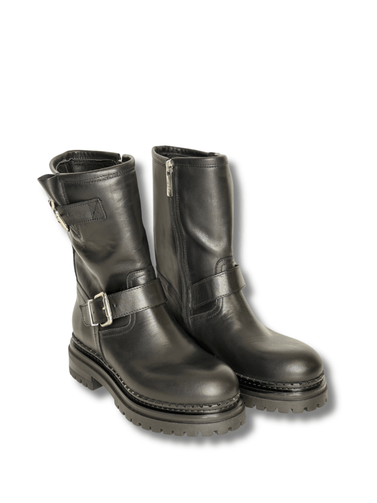 Apair Sort Støvle med Spænder 36 Apair