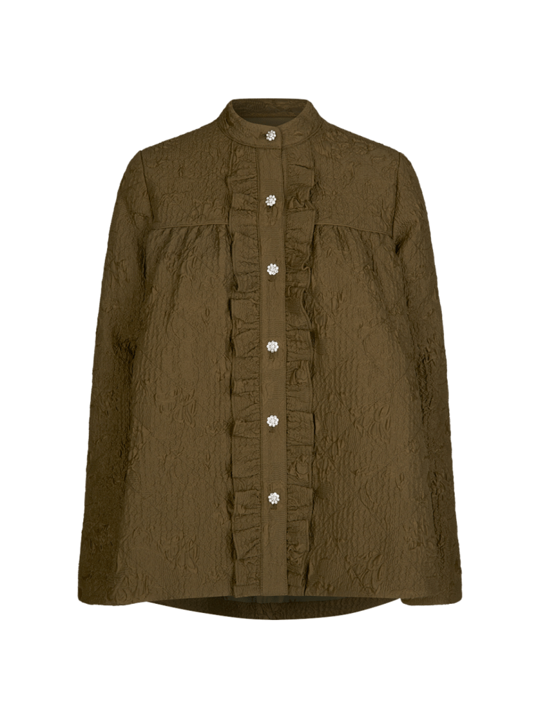 Armygrøn Geneva Custommade Skjorte Med Blomstermønster 34/XS Custommade