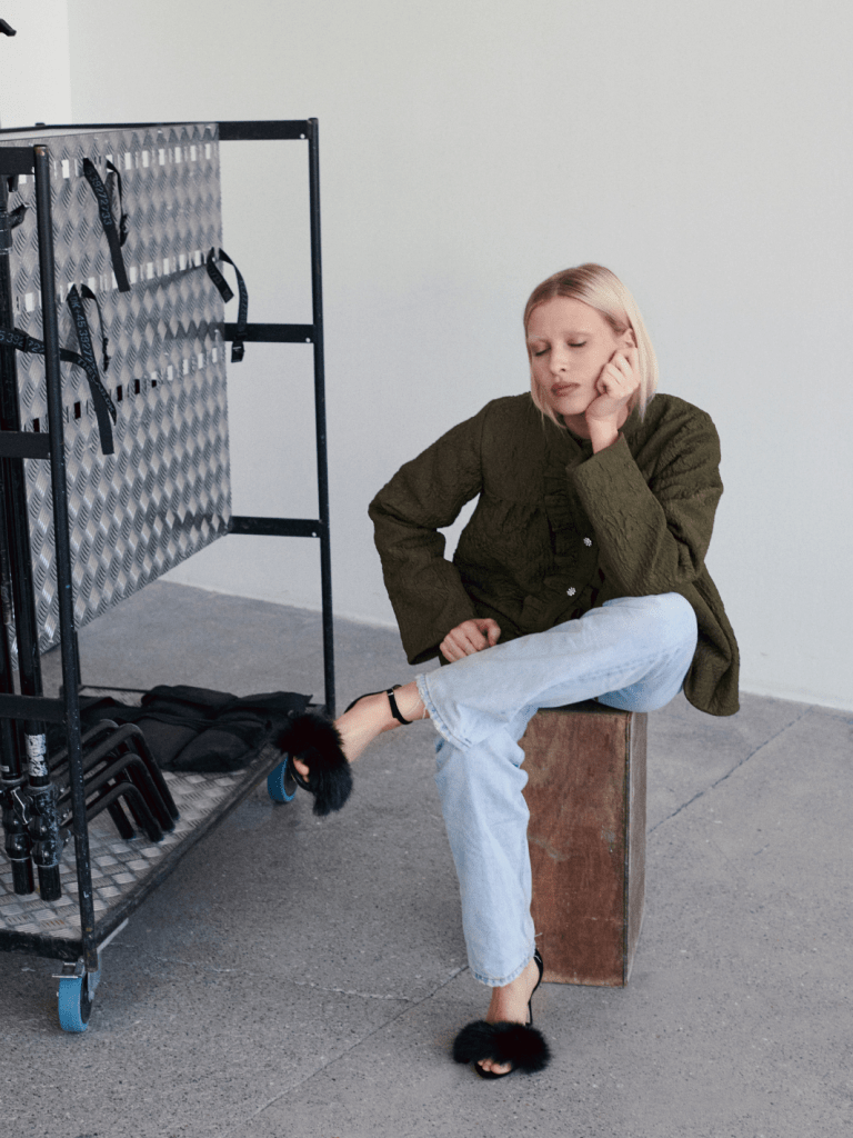 Armygrøn Geneva Custommade Skjorte Med Blomstermønster 34/XS Custommade