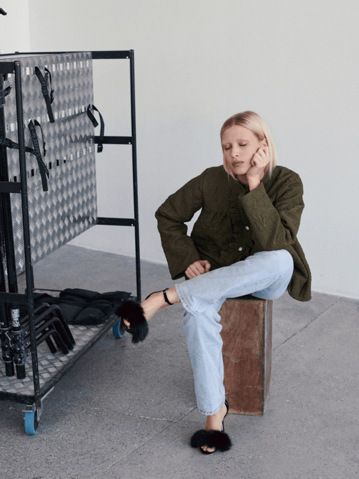 Armygrøn Geneva Custommade Skjorte Med Blomstermønster 34/XS Custommade