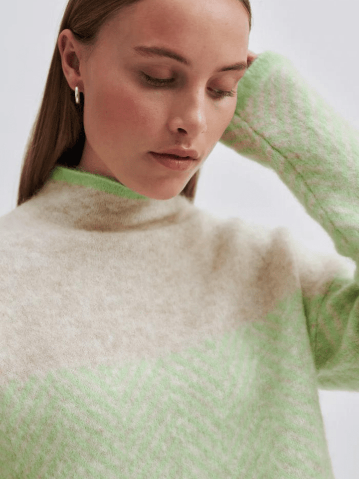 Beige - Neongrøn Second Female Herrin Strik XS Second Female