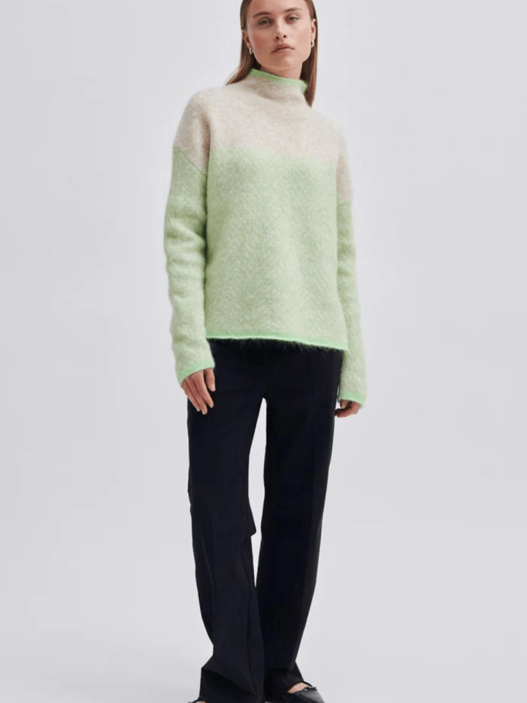 Beige - Neongrøn Second Female Herrin Strik XS Second Female