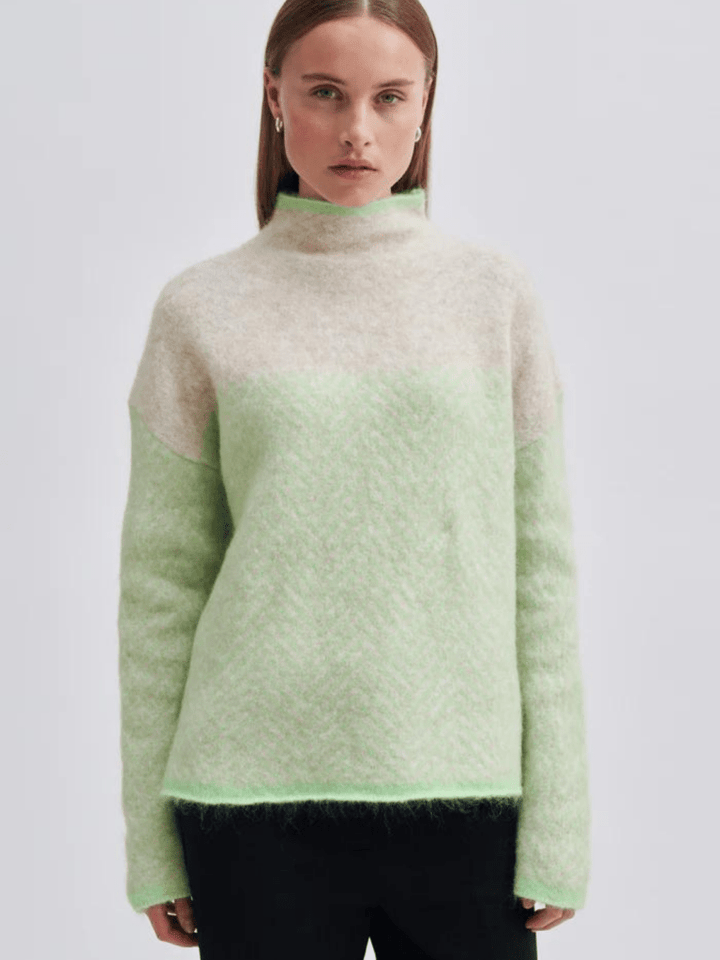 Beige - Neongrøn Second Female Herrin Strik XS Second Female