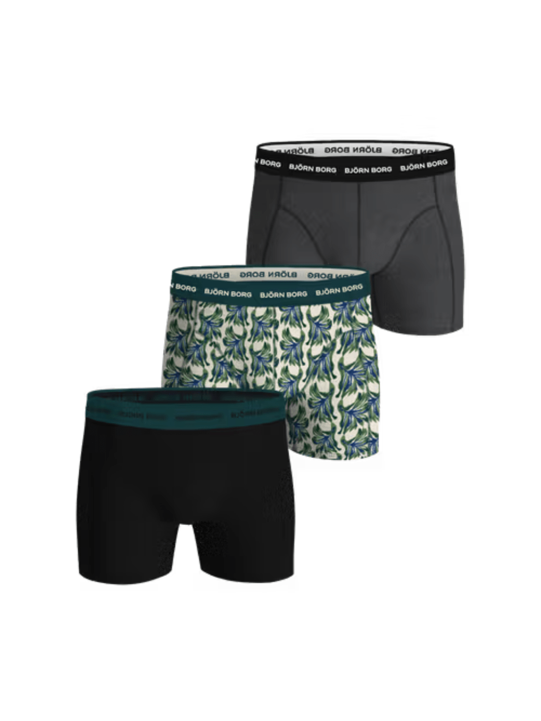 Björn Borg 3-Pack Herre Boxer Shorts - Sort - Koksgrå - Mønstret M Björn Borg