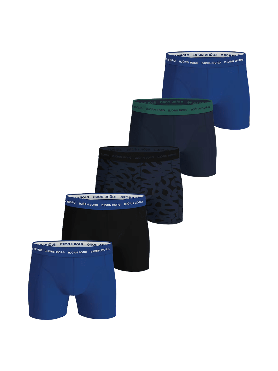 Björn Borg 5-Pack Boxer Shorts Blå - Sorte Nuancer L Björn Borg