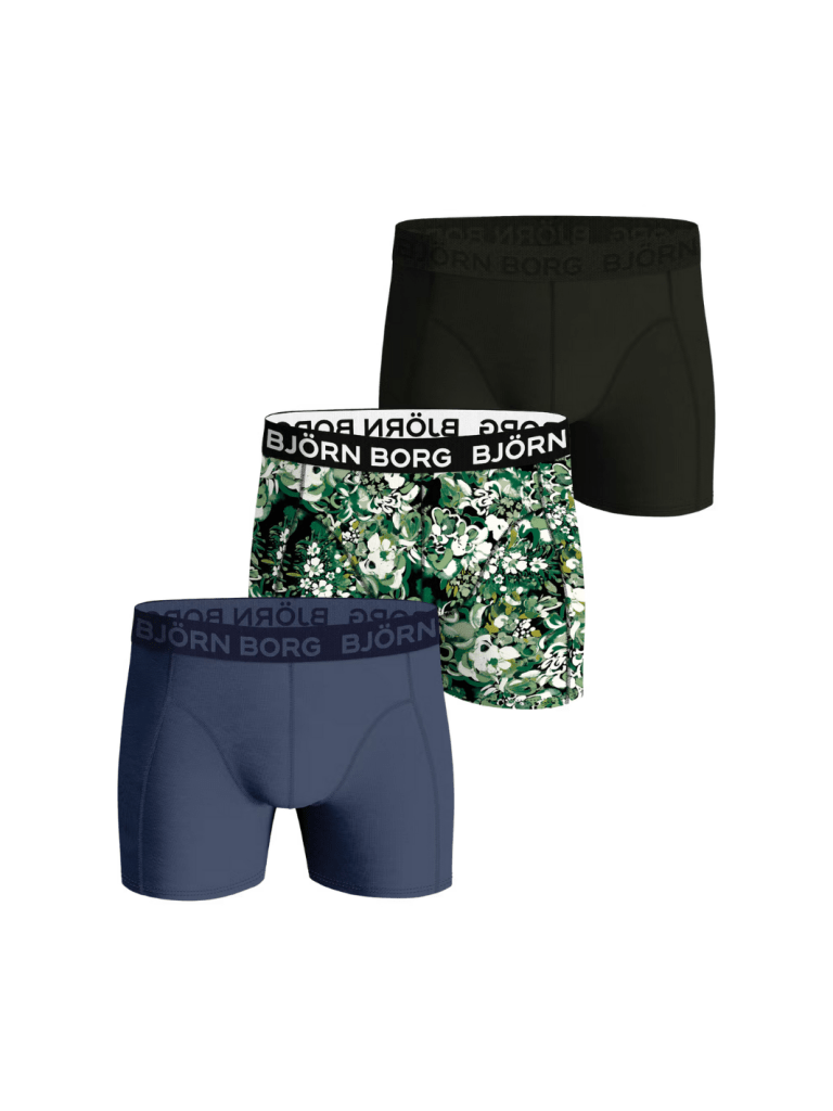 Björn Borg 3 - Pack Boxer Shorts Blå - Army - Mønster M Björn Borg