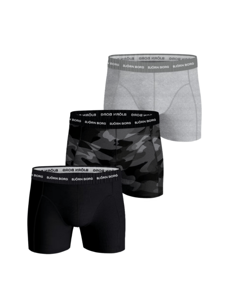 Björn Borg 3 - Pack Boxer Shorts Grå - Sort - Mønster M Björn Borg