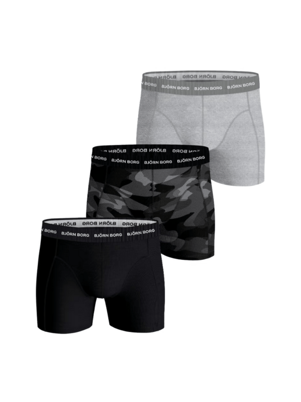 Björn Borg 3 - Pack Boxer Shorts Grå - Sort - Mønster M Björn Borg