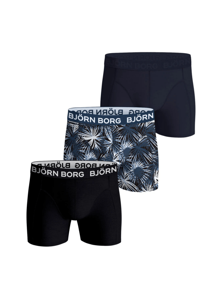Björn Borg 3 - Pack Boxer Shorts Sort - Mørkeblå - Mønster M Björn Borg