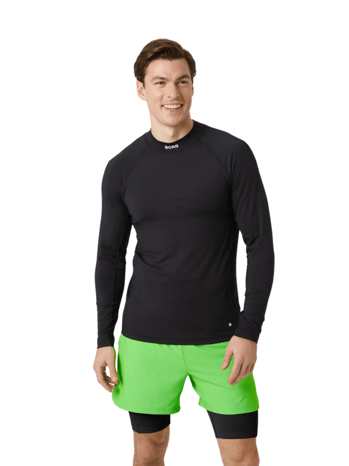 Björn Borg Sort Performance Mock Neck Langærmet T-Shirt M Björn Borg