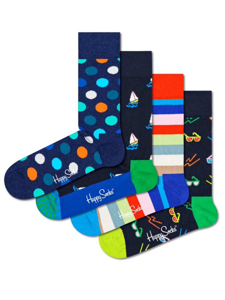 Blå Happy Socks 4 - Pack Nautical Gaveæske 41 - 46 Happy Socks
