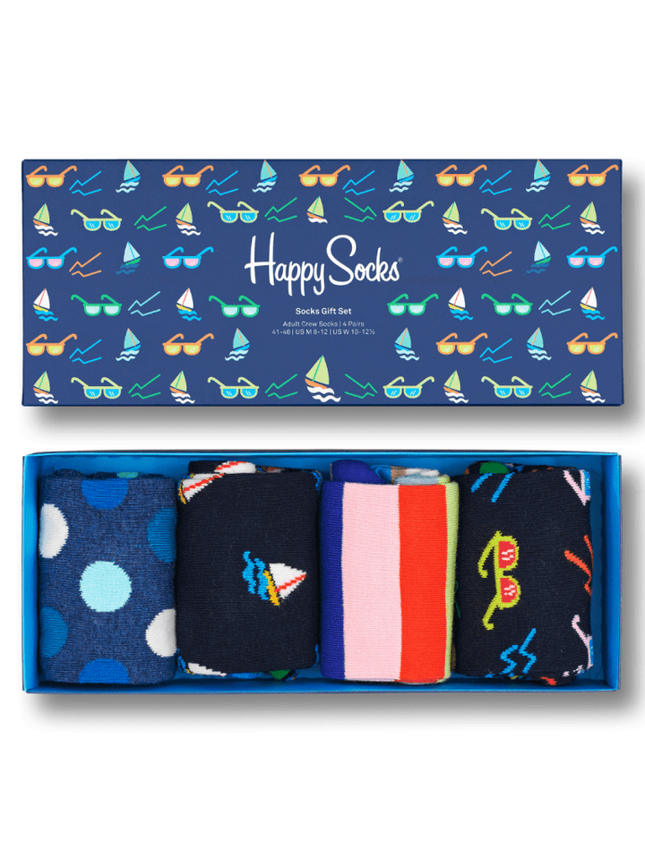 Blå Happy Socks 4 - Pack Nautical Gaveæske 41 - 46 Happy Socks
