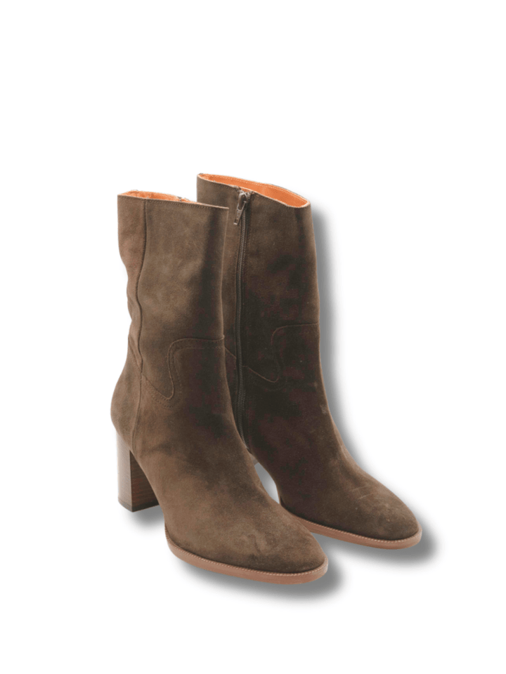 Brun Apair Halvstøvle I Ruskind 35 Apair