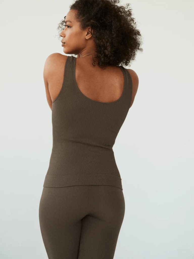 Brun Sømløs Dear Denier Rib Tank Top S/M Dear Denier