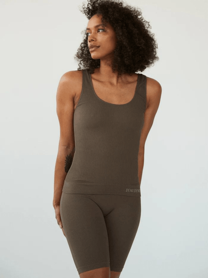 Brun Sømløs Dear Denier Rib Tank Top S/M Dear Denier