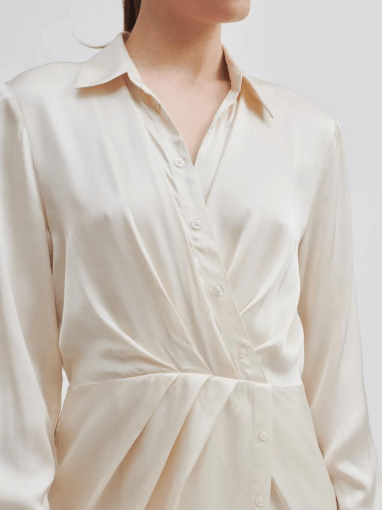 Cremefarvet Second Female Break Skjortekjole XS Second Female