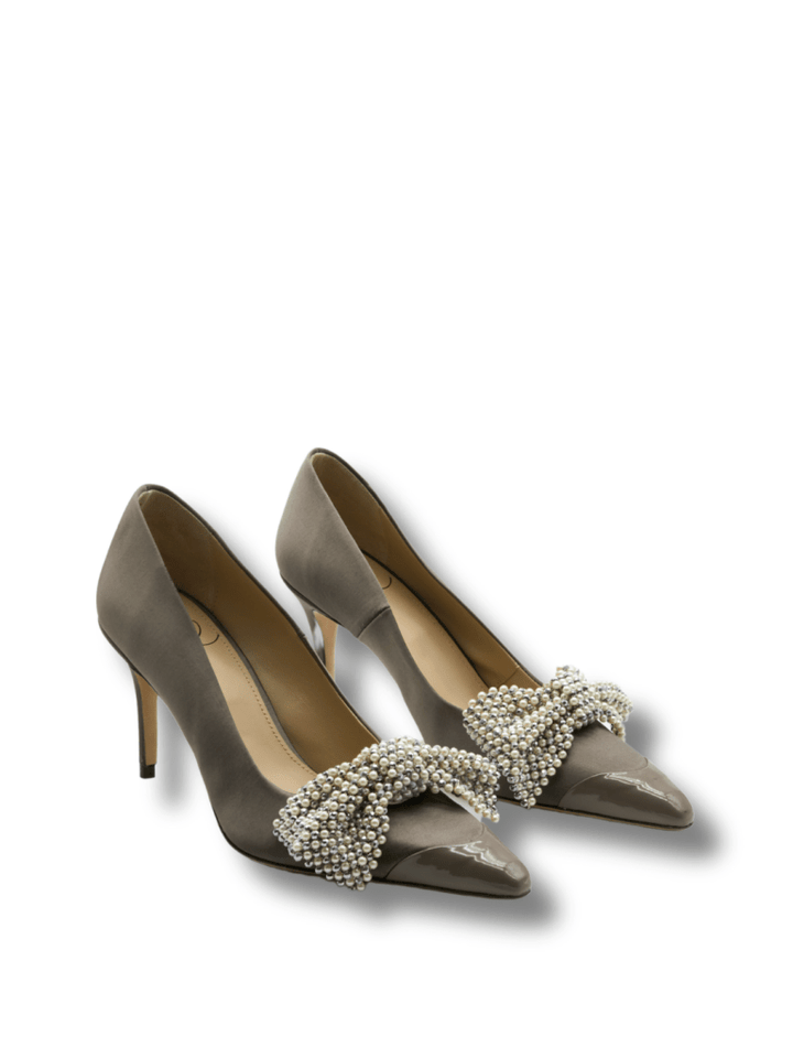 Custommade Grå Satin Abera Stilet Med Sløjfe 39 Custommade