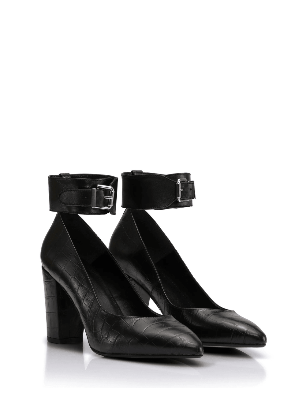 Gardenia Shoes Ava Pumps I Sort Croco-præget Læder Black Gardenia Copenhagen