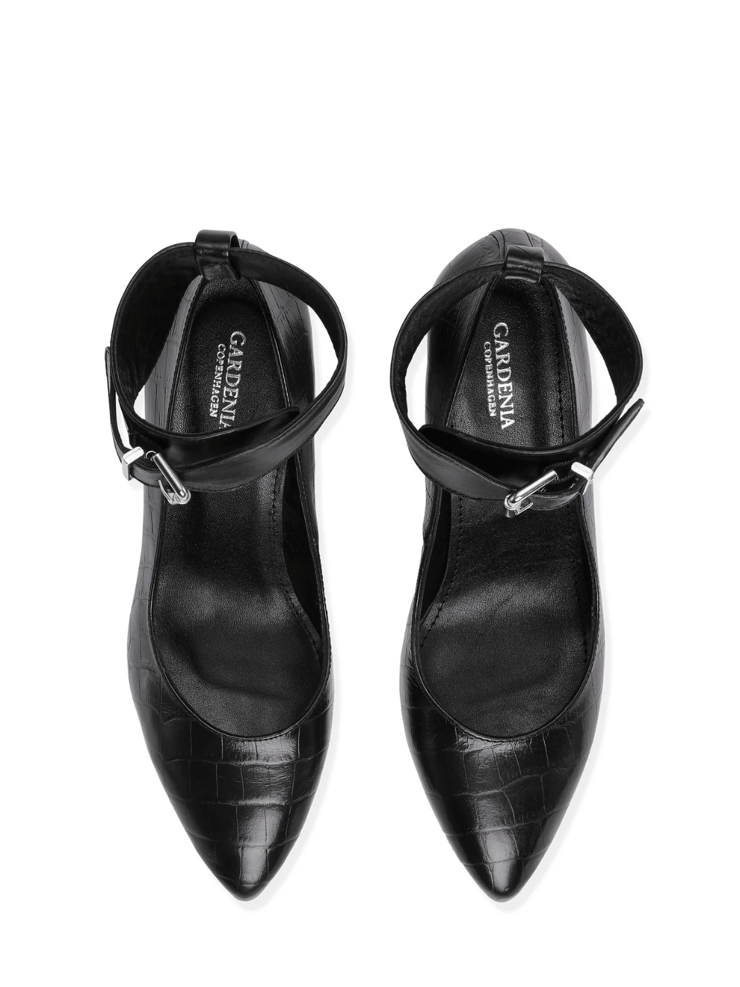 Gardenia Shoes Ava Pumps I Sort Croco-præget Læder Black Gardenia Copenhagen