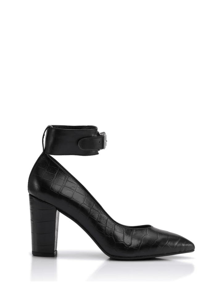 Gardenia Shoes Ava Pumps I Sort Croco-præget Læder Black Gardenia Copenhagen
