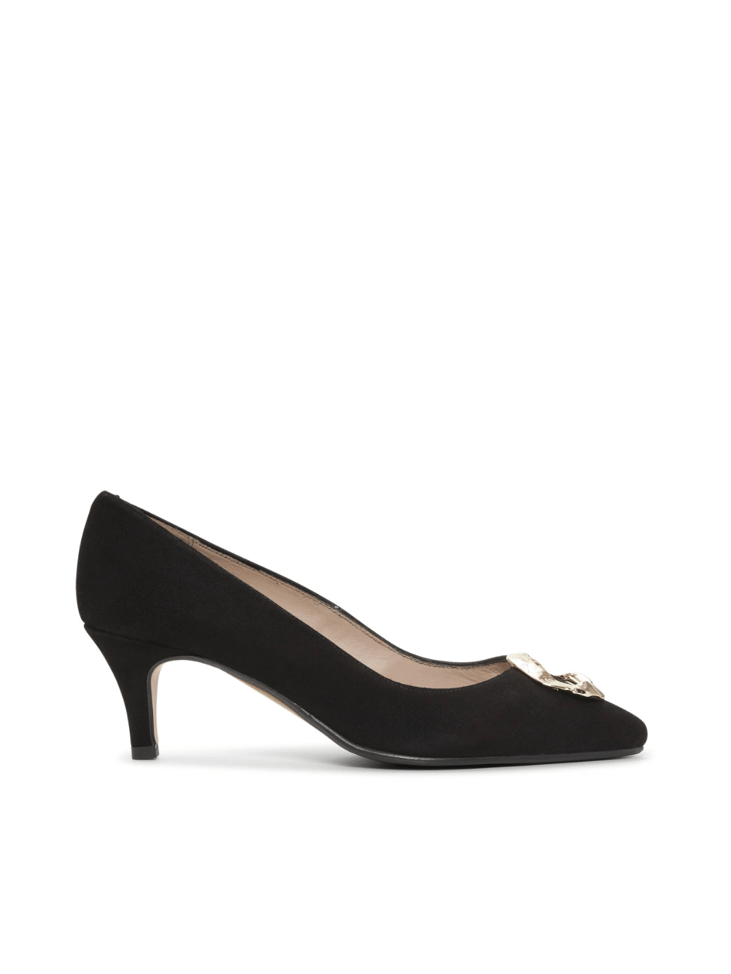 Gardenia Shoes Bea Pumps I Sort Ruskind Med Gulddetalje 36 Gardenia Copenhagen