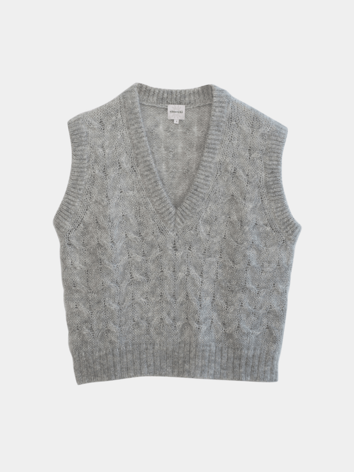 Grå Saga Månestråle Mohair strikvest 0/XS Månestråle