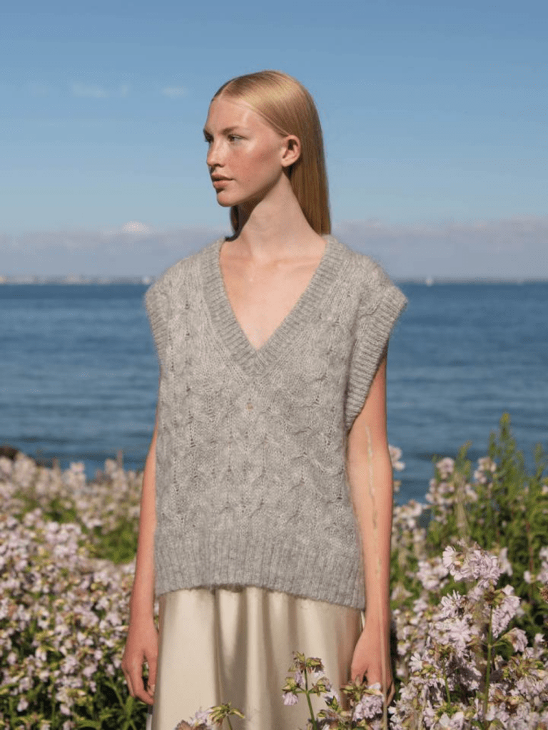 Grå Saga Månestråle Mohair strikvest 0/XS Månestråle