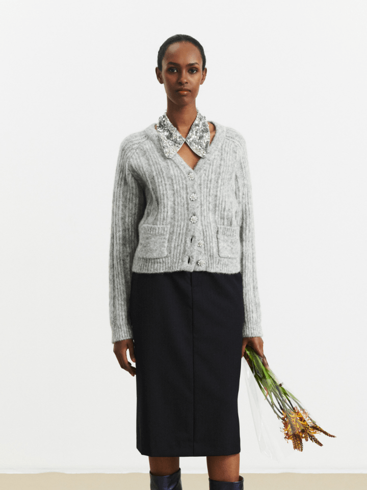 Grå Vanora Custommade Strik Cardigan 34/XS Custommade