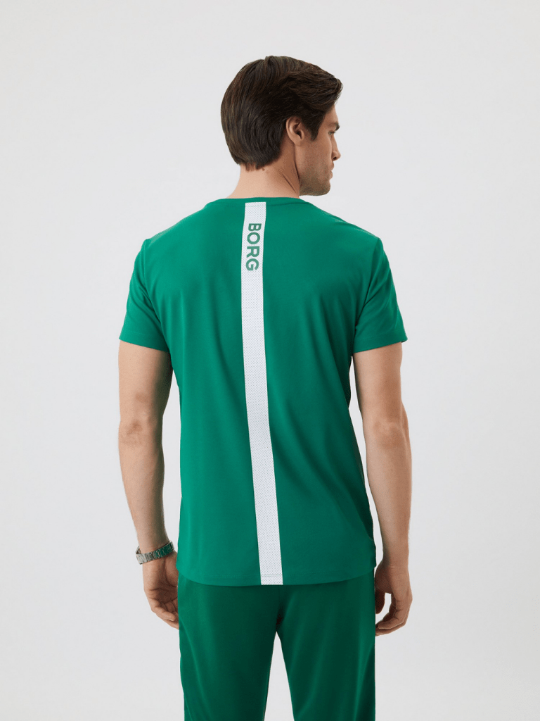 Grøn Björn Borg Performance Stripe T-Shirt M Björn Borg