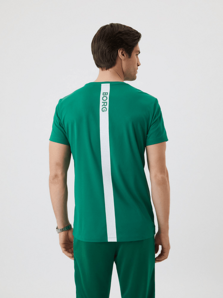 Grøn Björn Borg Performance Stripe T-Shirt M Björn Borg