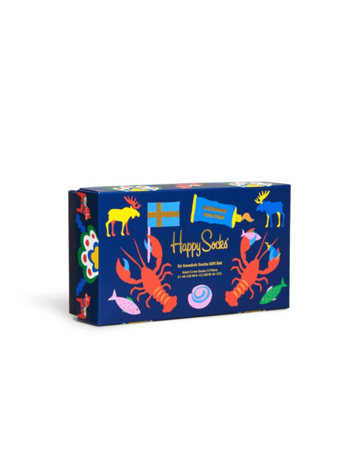 Happy Socks 3 - Pack Sverige Gaveæske Til Ham 41 - 46 Happy Socks