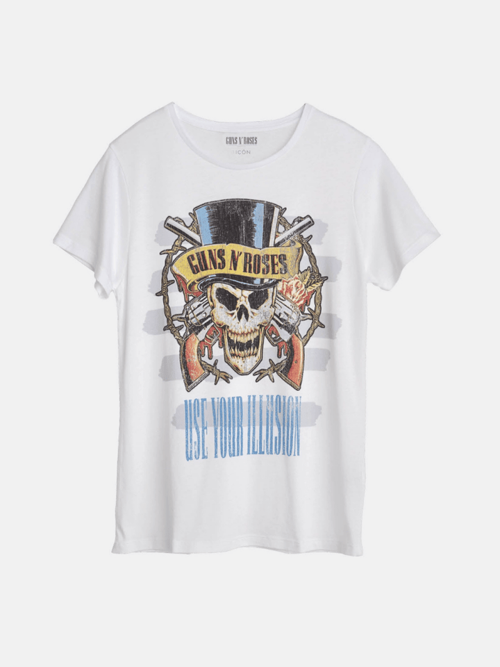 Hvid Icôn Guns N' Roses Skull Dame T-Shirt XS 360° ICÔN
